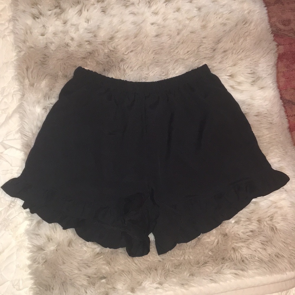 Black ruffle shorts